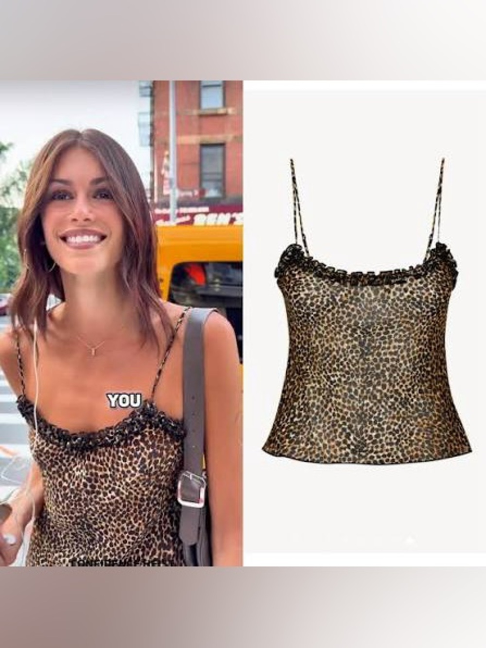 NWOT Realisation Par Evie Lace Cami in Indie / Brown & Black Leopard Print